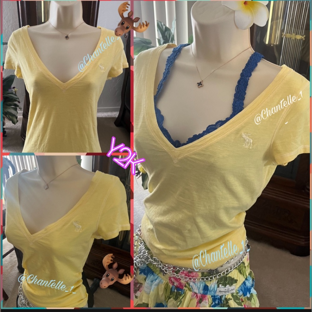 Y2K radiant Abercrombie V-neckline top short sleeve❣️